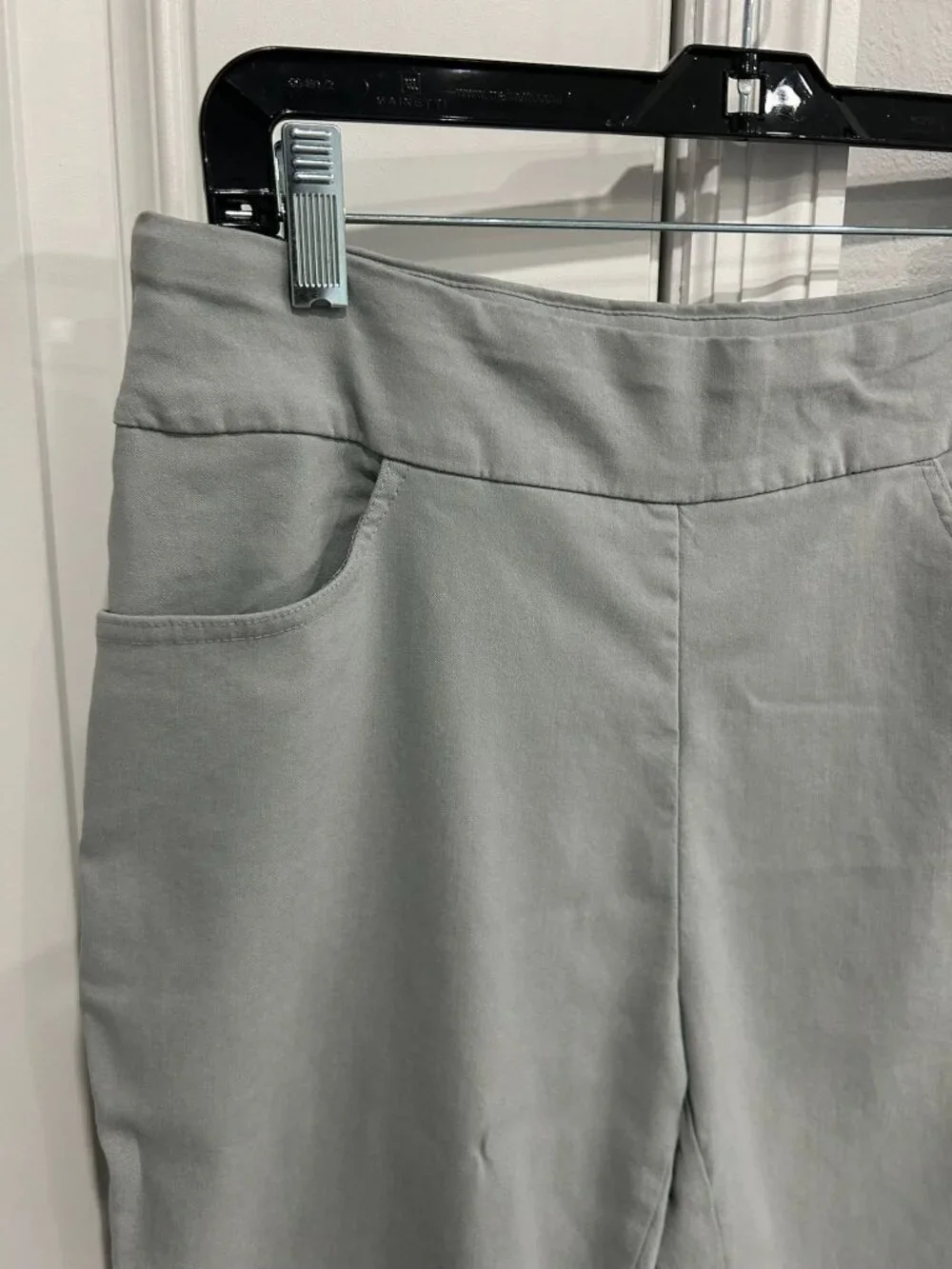 Fit Sight Large Grey Cropped Pants Lace-Up Hem Detail Elastic Waist Casualcore